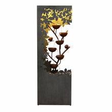 Load image into Gallery viewer, Gray Metal Flower Bowl Outdoor Fountain with Warm White LED Lighting - Outdoor