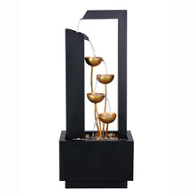 Load image into Gallery viewer, Steel Cups Water Fountain in Matte Black & Gold - Outdoor