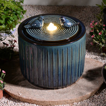 Load image into Gallery viewer, LED 2-Tier Ceramic Bird Bath Fountain