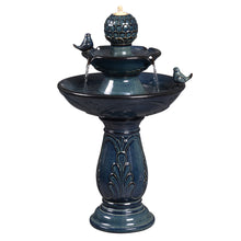 Load image into Gallery viewer, LED 2-Tier Ceramic Bird Bath Fountain