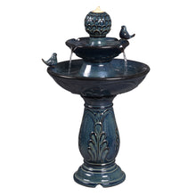 Load image into Gallery viewer, LED 2-Tier Ceramic Bird Bath Fountain