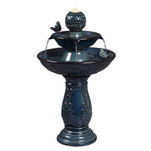 Load image into Gallery viewer, LED 2-Tier Ceramic Bird Bath Fountain