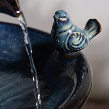 Load image into Gallery viewer, LED 2-Tier Ceramic Bird Bath Fountain