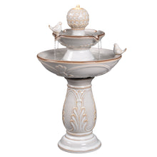 Load image into Gallery viewer, LED 2-Tier Ceramic Bird Bath Fountain