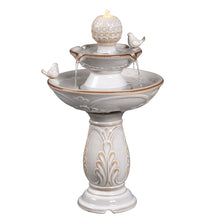 Load image into Gallery viewer, LED 2-Tier Ceramic Bird Bath Fountain