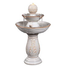 Load image into Gallery viewer, LED 2-Tier Ceramic Bird Bath Fountain