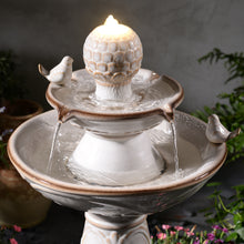 Load image into Gallery viewer, LED 2-Tier Ceramic Bird Bath Fountain