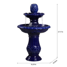 Load image into Gallery viewer, LED 2-Tier Ceramic Pedestal Fountain