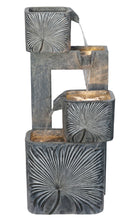 Load image into Gallery viewer, 3 Tiers Square Modern Cascading Water Fountain Outdoor with Warm White LEDS