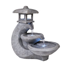 Load image into Gallery viewer, Pagoda Tiered Outdoor Fountain with 3 White LEDS
