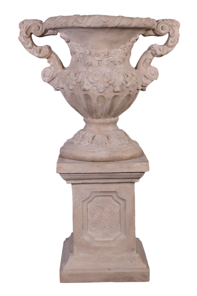 Made to Order: Ph-050307Rs - Floral Scrolled Urn On Base