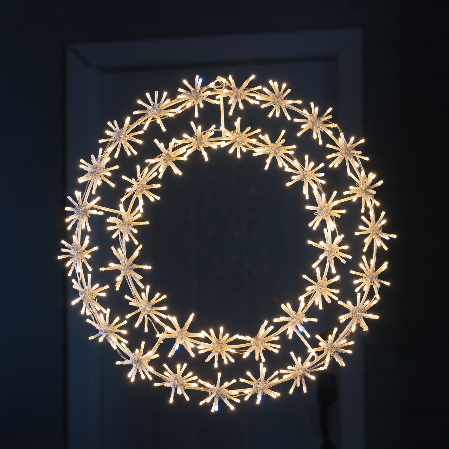 37459-C-S - Illuminating 456 LED White Metal Snowflake Garland Light