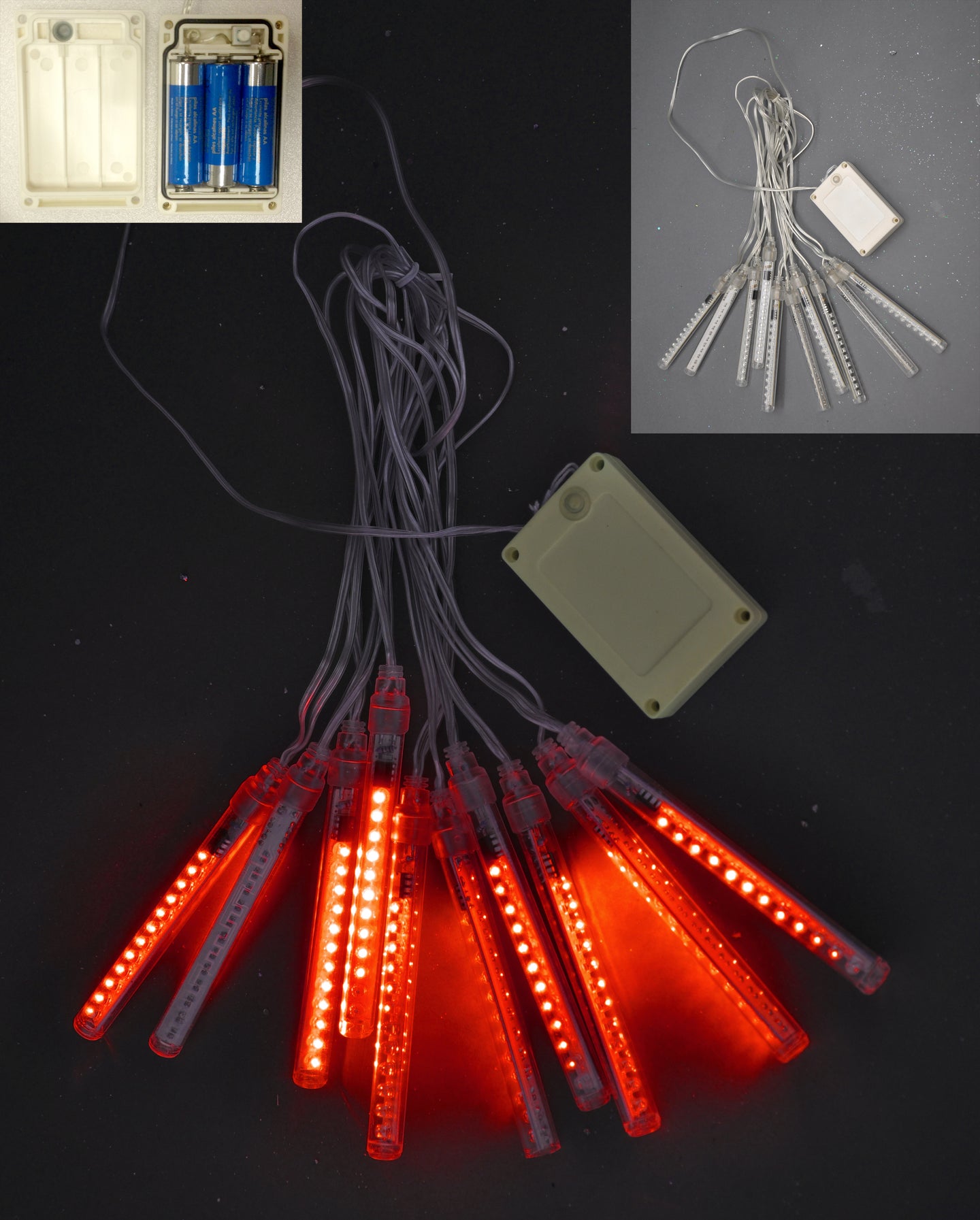Meteor Tube Light-Red 12Cm-12Led X 10 Tubes Battery (In/Outdoor)