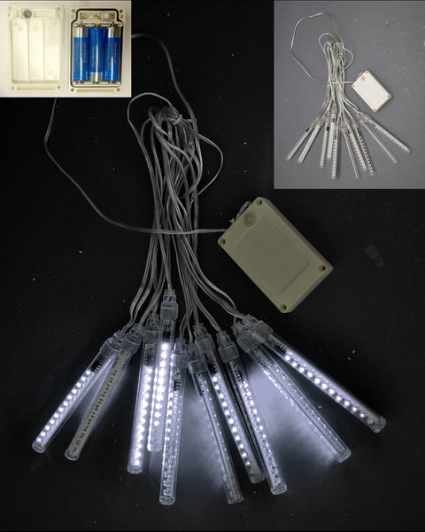 Meteor Tube Light-White 12Cm-12Led X 10 Tubes Battery