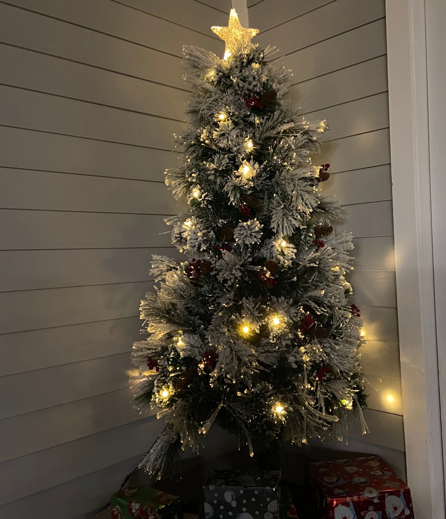 37495-G6 - Christmas Tree Fiber Optic Snow with Cones & Berries