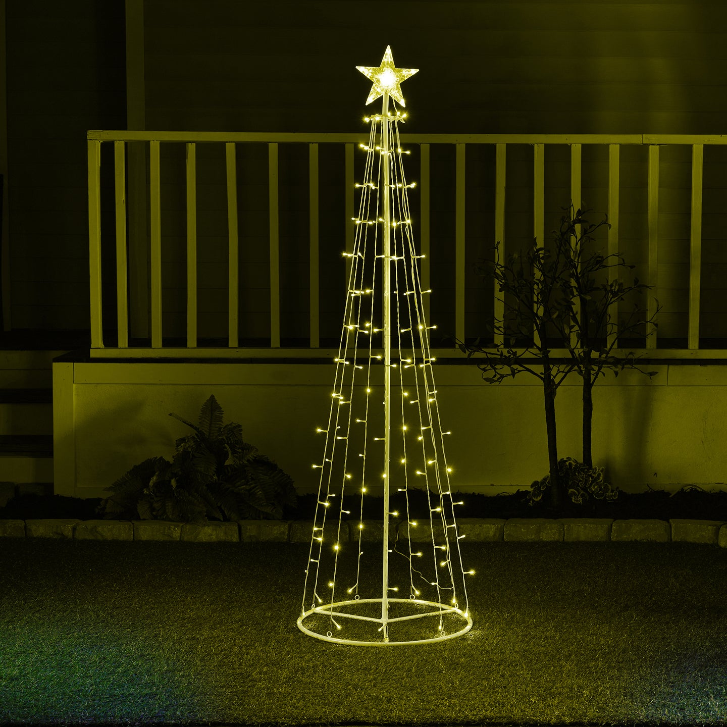 LED Metal Decorative Tree with Top Star - Warm White