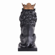 Load image into Gallery viewer, 14.5&quot; H Black Sitting Lion W/ Gold Crown Resin Statue Statue Home Decor Living Room Display

