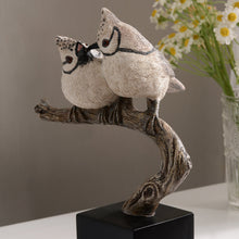 Load image into Gallery viewer, Couple Crested Tit On Branch Lifelike Bird Resin Home Tabletop Decor
