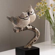 Load image into Gallery viewer, Couple Crested Tit On Branch Lifelike Bird Resin Home Tabletop Decor
