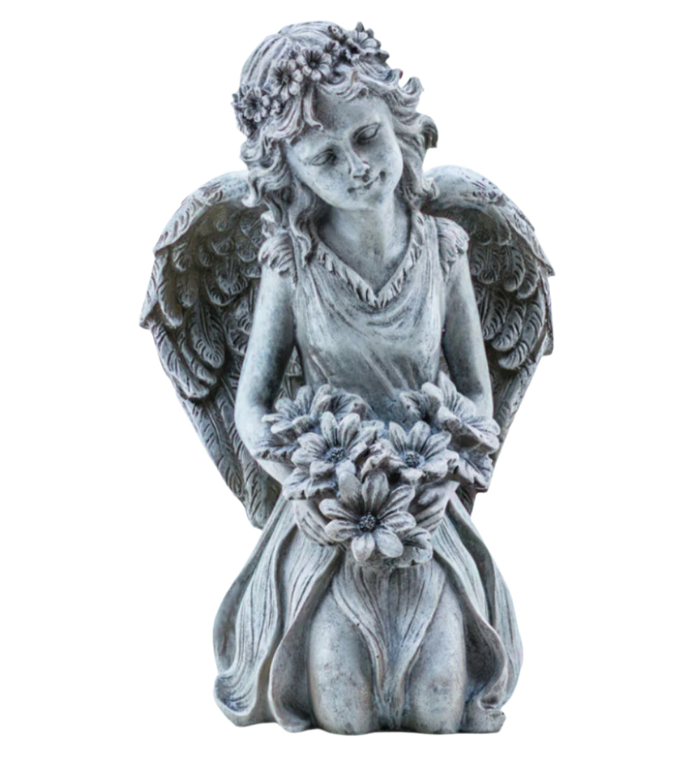 Kneeling Angel Holding Flowers