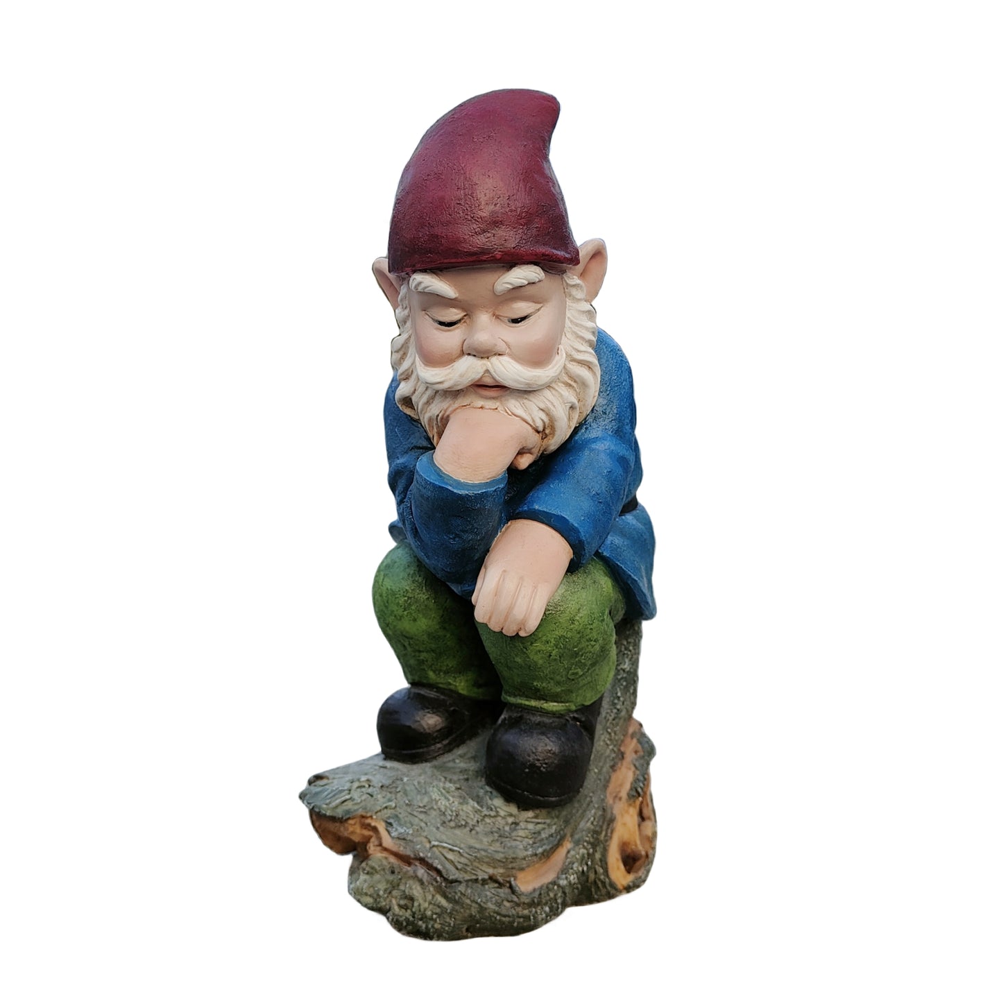 Blue Muse: Pensive Polyresin Thinking Gnome Figurine