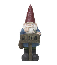 Load image into Gallery viewer, Funny Garden Gnome Holding Welcome Sign
