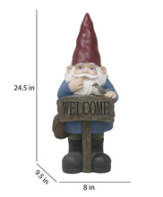 Load image into Gallery viewer, Funny Garden Gnome Holding Welcome Sign
