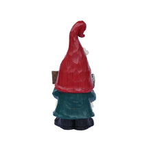 Load image into Gallery viewer, Medium Size Gardener Gnome Statue Holding Home Sign
