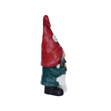 Load image into Gallery viewer, Medium Size Gardener Gnome Statue Holding Home Sign
