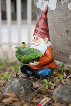 Load image into Gallery viewer, Funny Garden Gnome Holding Bird Bath
