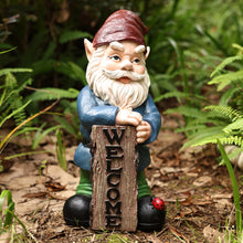 Load image into Gallery viewer, Gnome Standing Holding Welcome Sign
