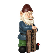 Load image into Gallery viewer, Gnome Standing Holding Welcome Sign
