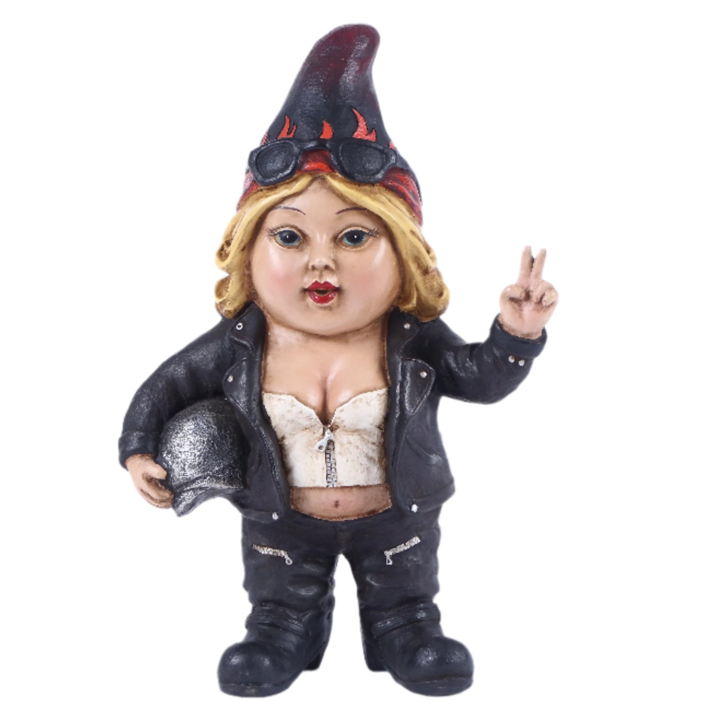Female Biker Gnome W/Helmet- Gnomad