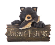 Load image into Gallery viewer, Bear W/A Gone Fishing Sign
