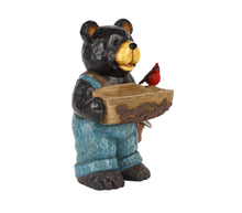 Load image into Gallery viewer, Bear Holds Bird Bath with Cardinal
