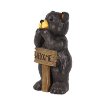 Load image into Gallery viewer, Bear Leans On Welcome Sign
