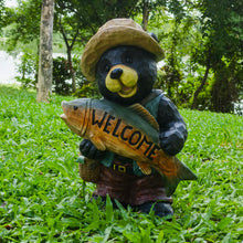 Load image into Gallery viewer, 75619-O - Bear with Fish Welcome Sign for Garden or Home
