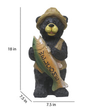 Load image into Gallery viewer, Standing Bear with Fish Welcome Sign
