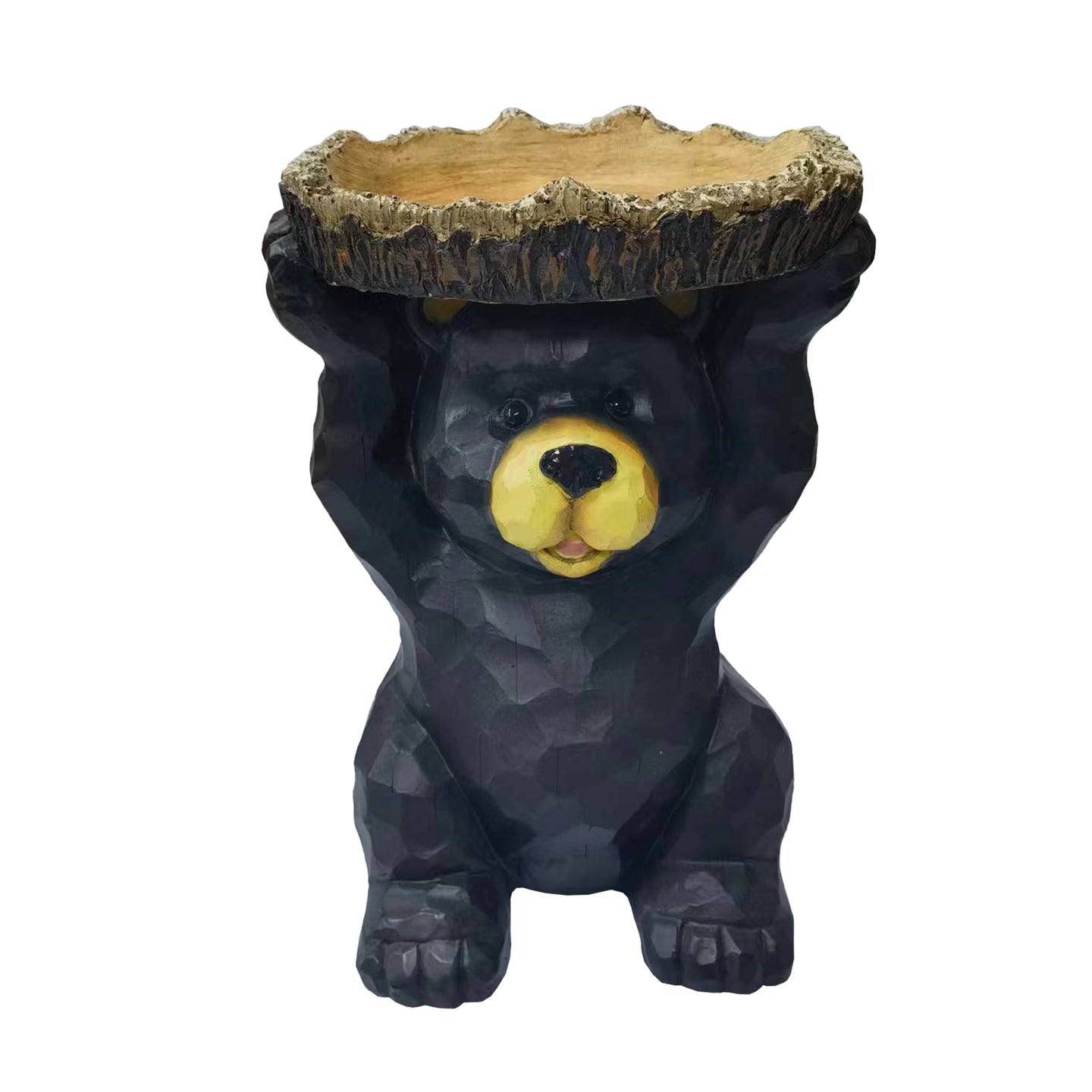 Sitting Bear Holding Bird Bath Garden Decor