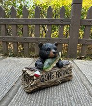 Load image into Gallery viewer, Black Bear W/Gone Fishing Sign
