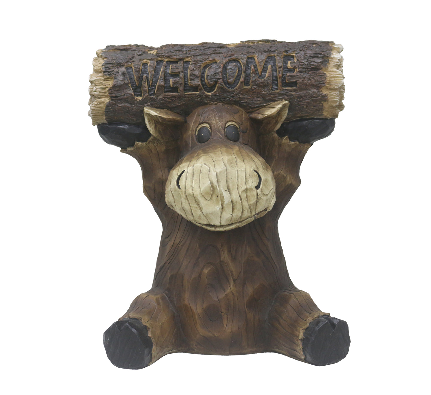 Moose Cub Holding Welcome Sign Garden Decor