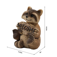 Load image into Gallery viewer, Raccoon Sitting Holding Welcome Sign
