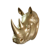 Load image into Gallery viewer, Rhinoceros Head Wall Mount Art Gold Color
