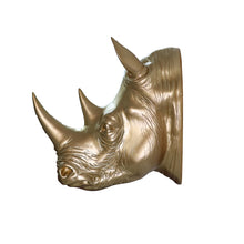 Load image into Gallery viewer, Rhinoceros Head Wall Mount Art Gold Color
