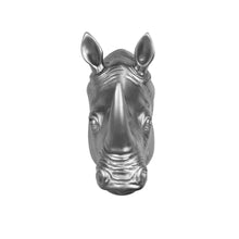 Load image into Gallery viewer, Rhinoceros Head Wall Mount Art Silver Color
