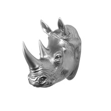 Load image into Gallery viewer, Rhinoceros Head Wall Mount Art Silver Color
