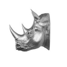 Load image into Gallery viewer, Rhinoceros Head Wall Mount Art Silver Color
