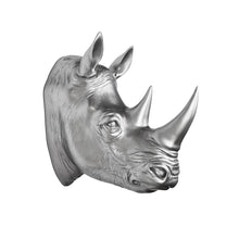 Load image into Gallery viewer, Rhinoceros Head Wall Mount Art Silver Color

