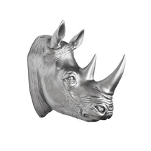 Load image into Gallery viewer, Rhinoceros Head Wall Mount Art Silver Color
