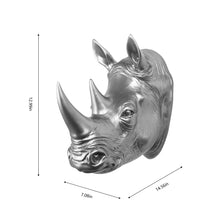 Load image into Gallery viewer, Rhinoceros Head Wall Mount Art Silver Color
